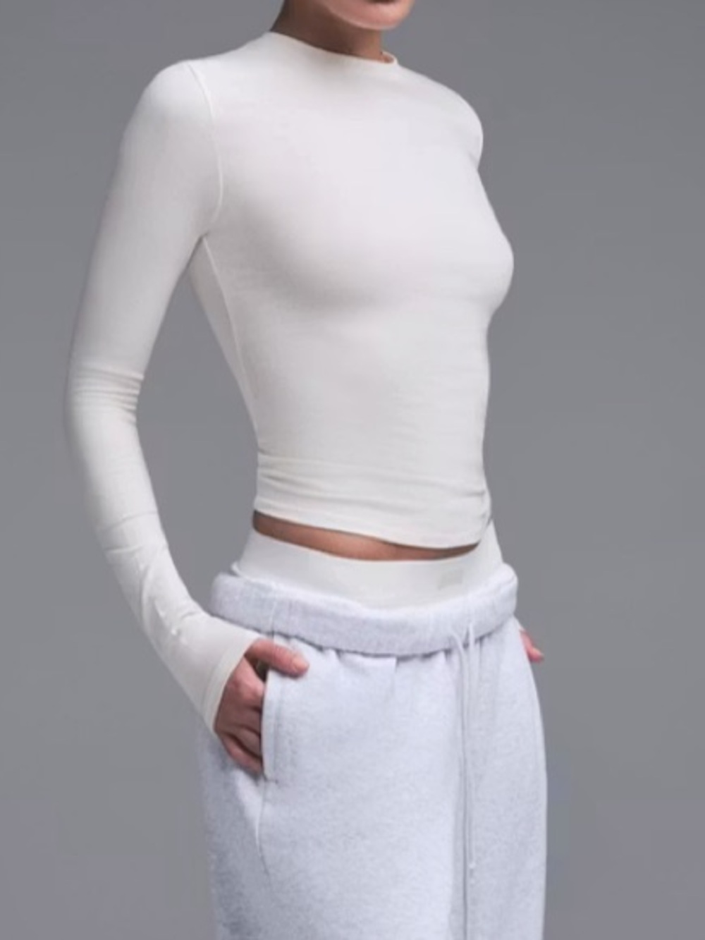 New Skims Cotton Jersey Long Sleeve T-shirt Marble